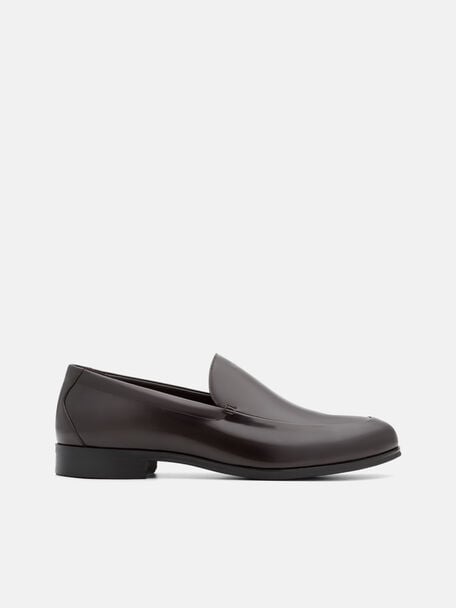 Boxed Leather Loafers, Mahogany