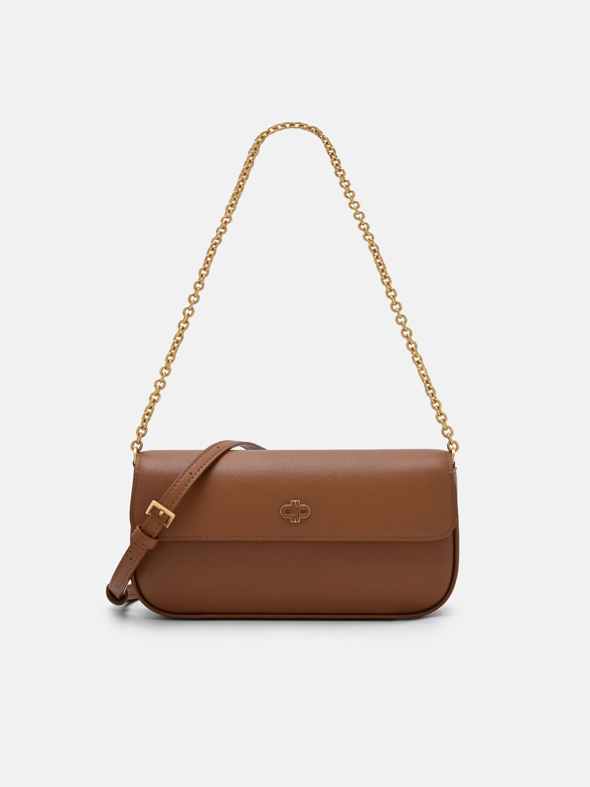 Cognac Chainlink Leather Sling Pouch - PEDRO International