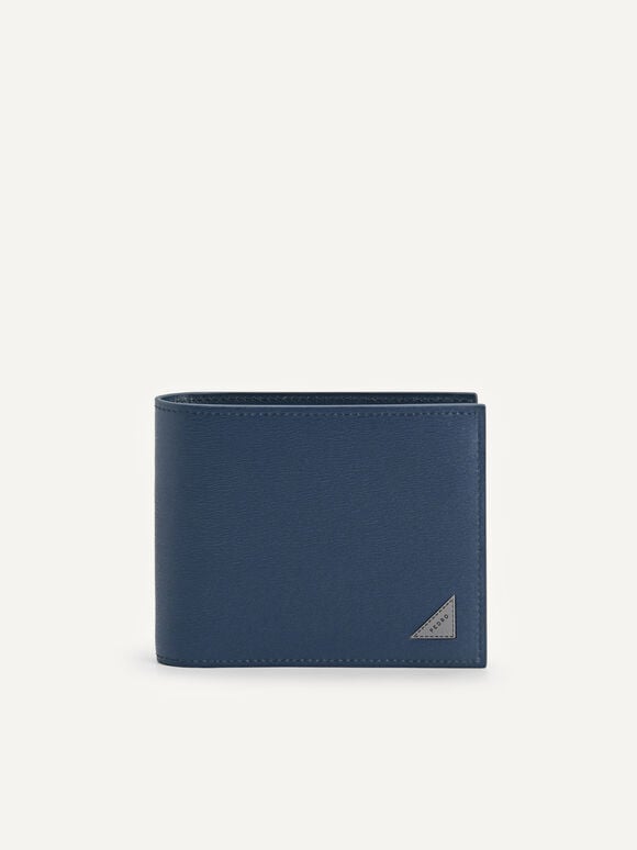 皮革雙折疊錢包（RFID）, 海军蓝色