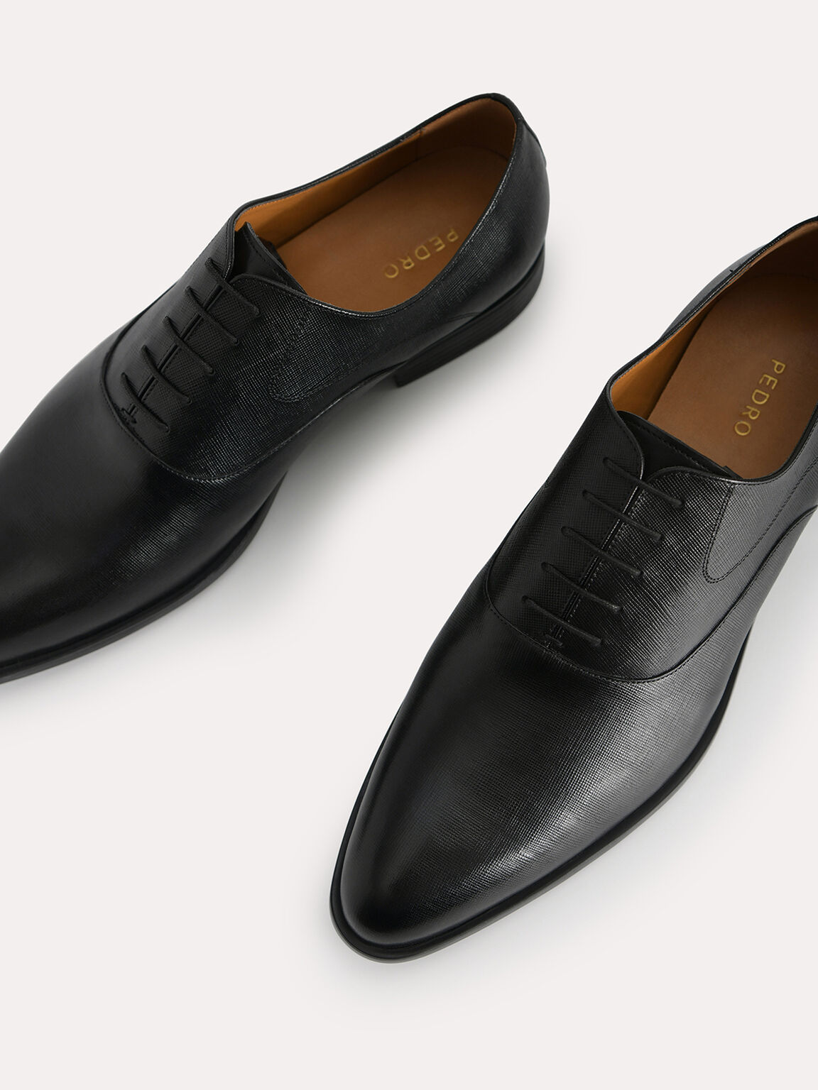 織紋皮革牛津鞋, 黑色, hi-res