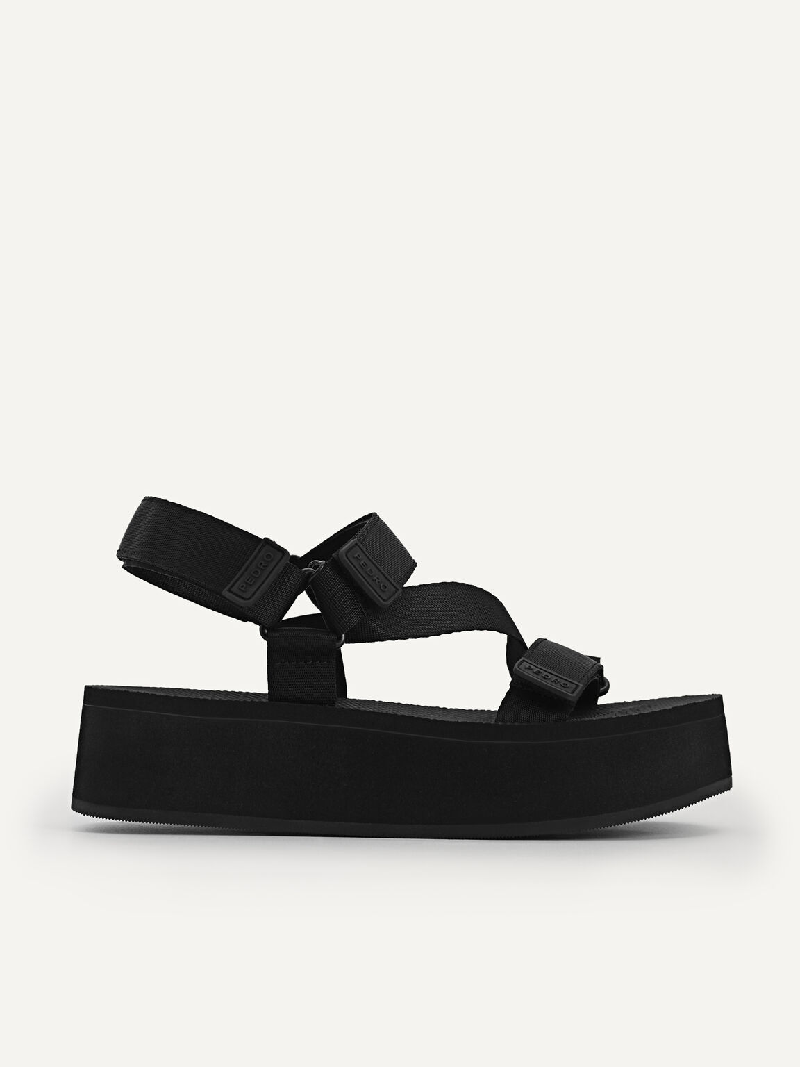 Flatform Sandals, Black, hi-res