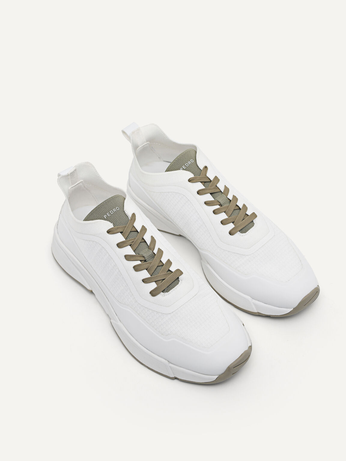 Contrasting Knitted Chunky Sneakers, White