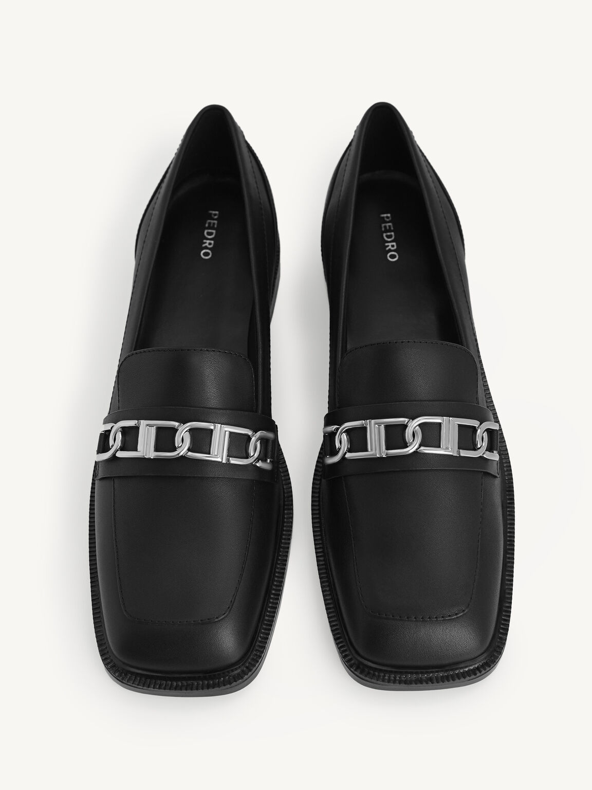 Icon牛皮方頭樂福鞋, 黑色, hi-res