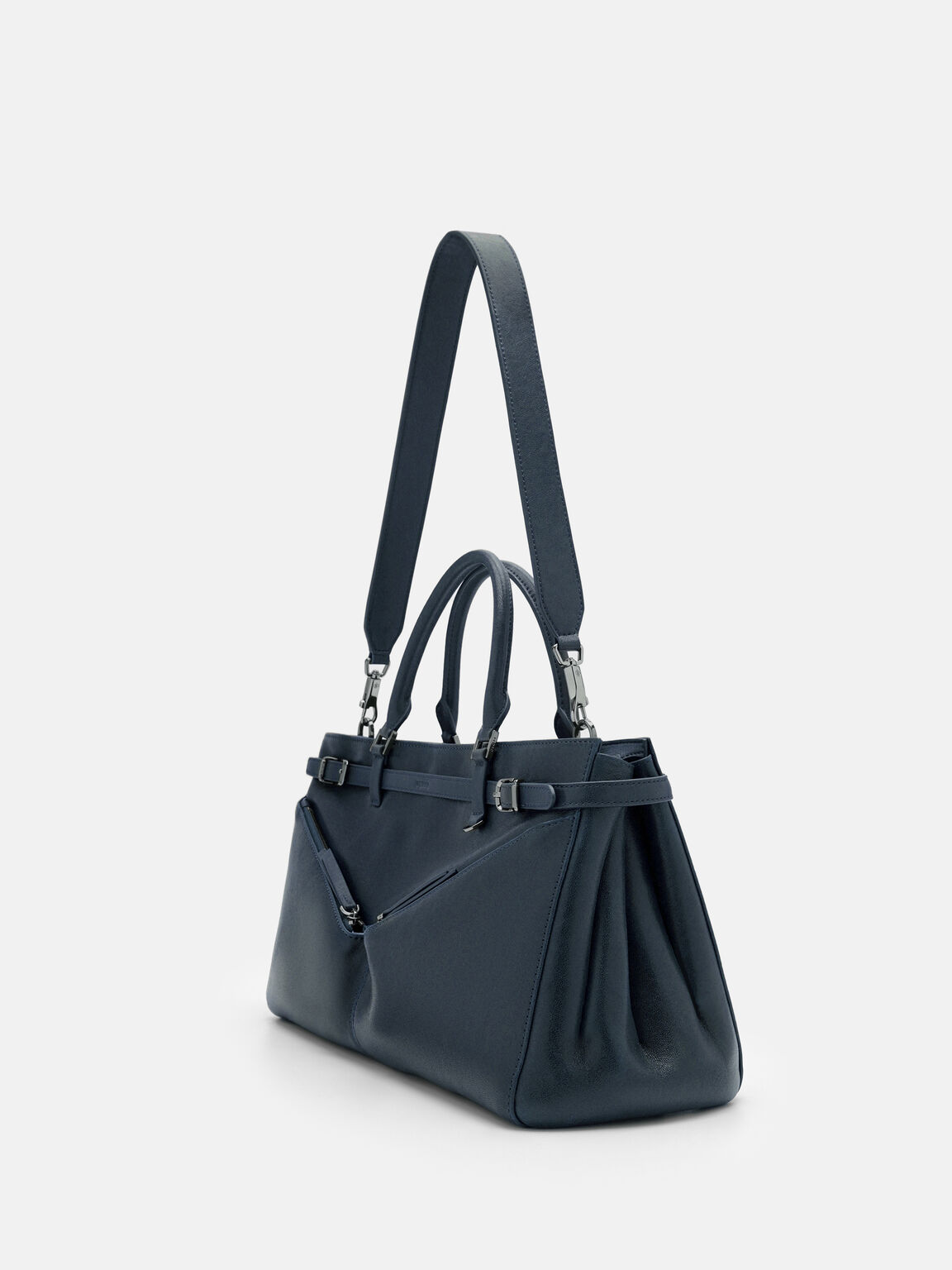 Vienna Leather Satchel Bag, Navy