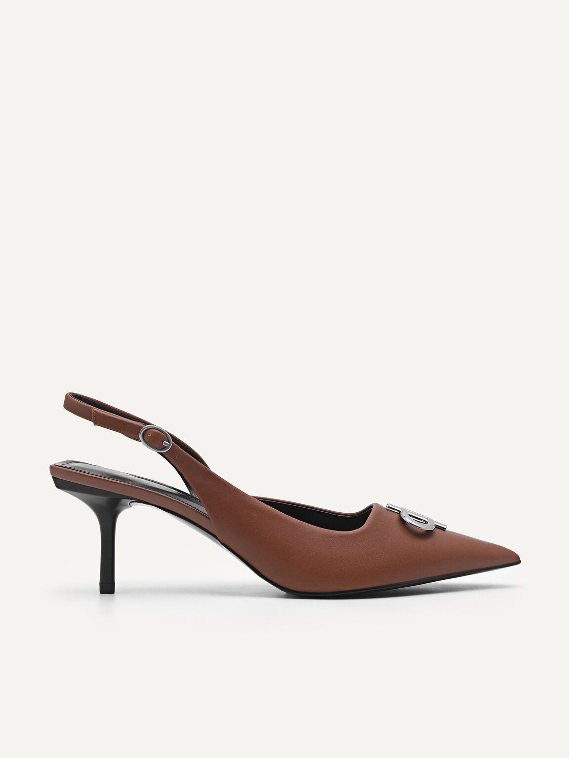 PEDRO Icon Leather Pointed Slingback Pumps, Cognac