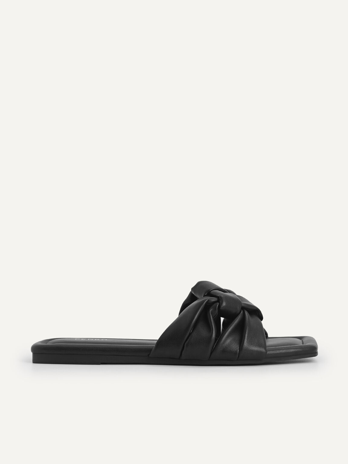 Knotted Straps Slip-On Sandals, Black
