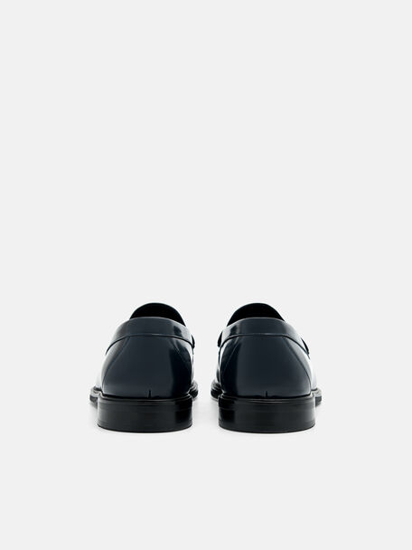 Leather Penny Loafers, Navy