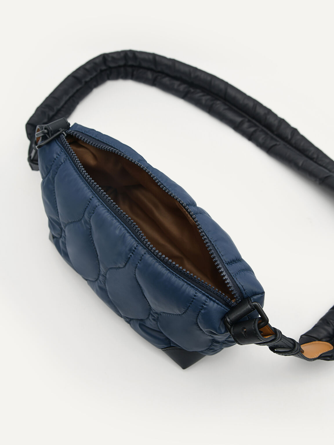 Plush Quilted Sling Bag, Navy