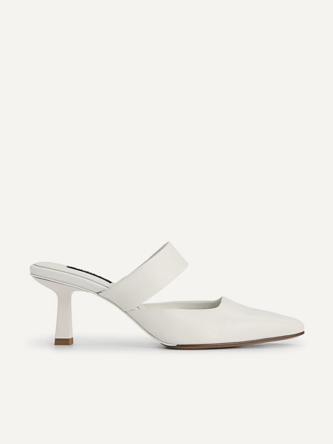 Leather Heeled Mules, Chalk, hi-res