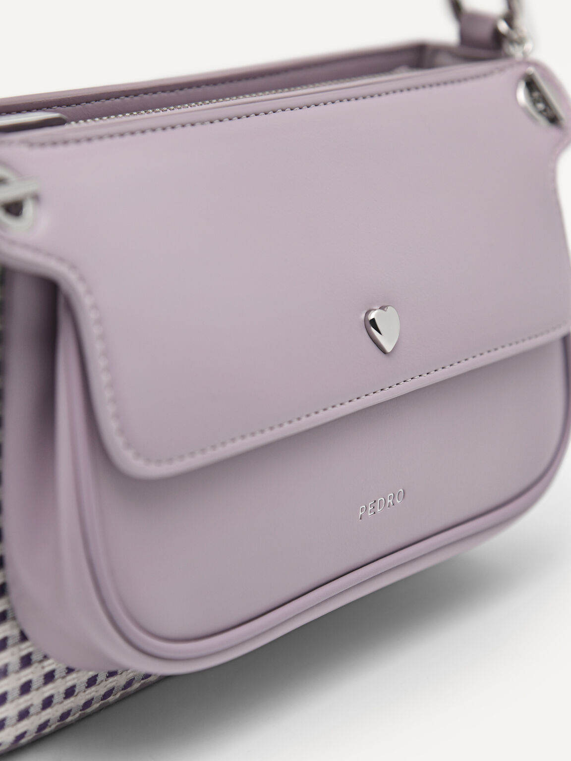 Gingham Shoulder Bag, Lilac