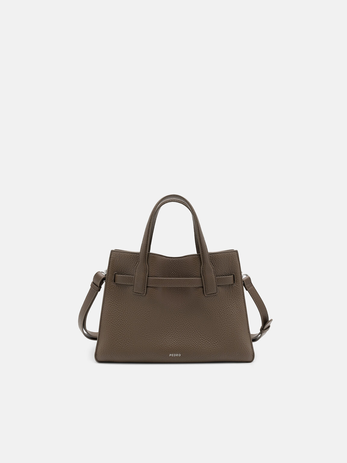 Danielle Medium Leather Handbag, Dark Taupe Tumble