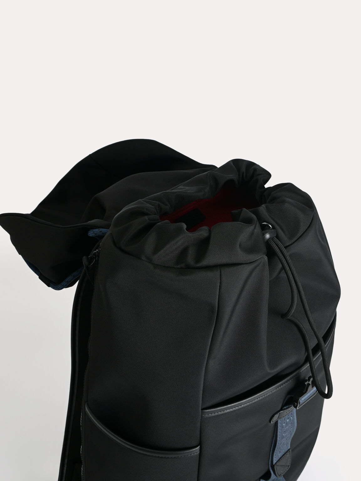 Utilitarian Drawstring Backpack, Black, hi-res