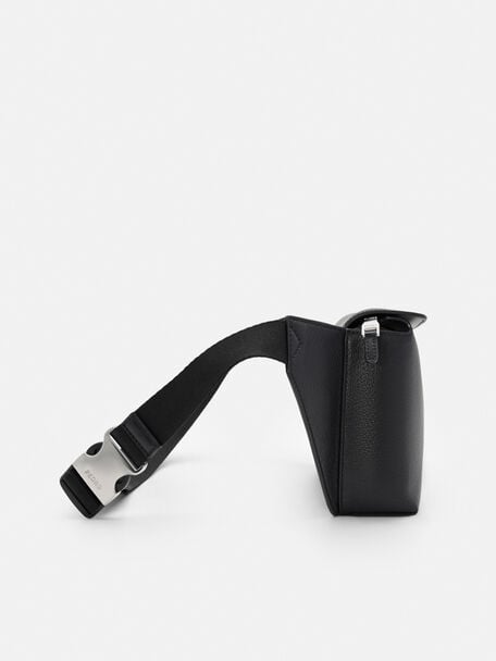 Maven Leather Belt Bag, Black Embossed