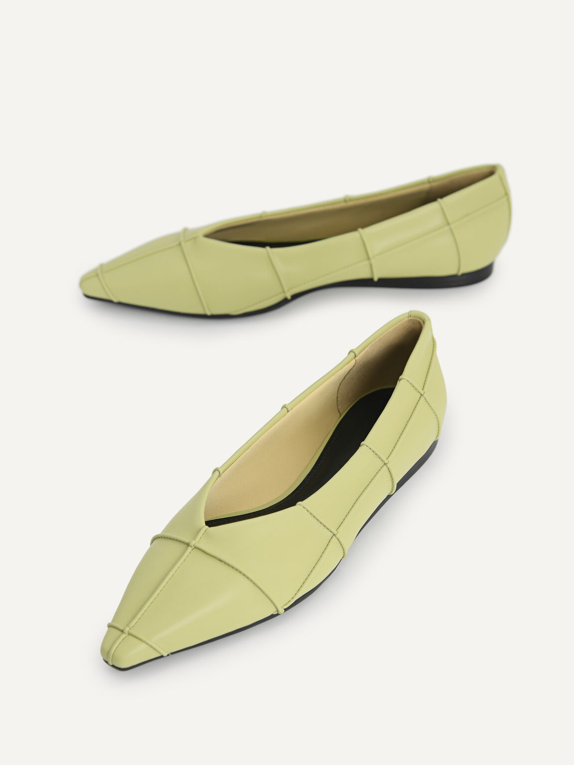 Pointed Toe Flats, Olive, hi-res