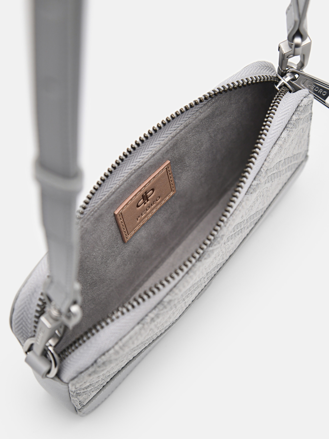 PEDRO Icon Leather Phone Pouch, Light Grey