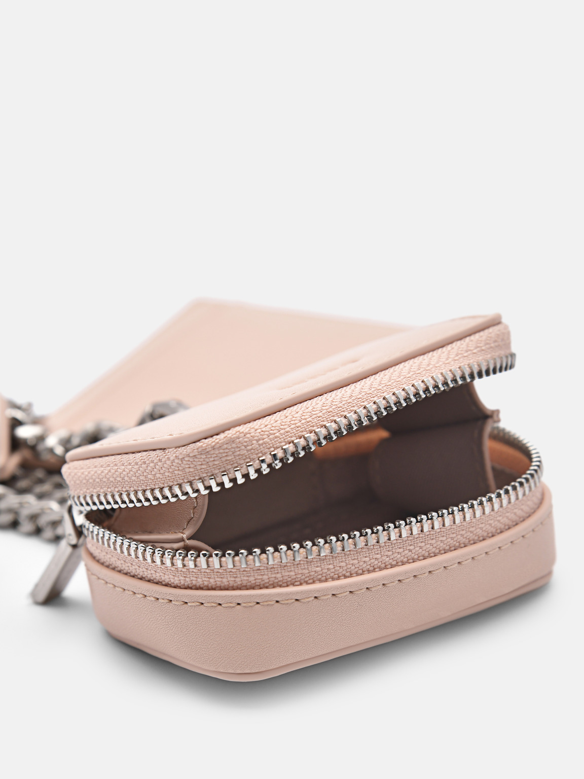 Leather Lanyard with Card Holder, Nude