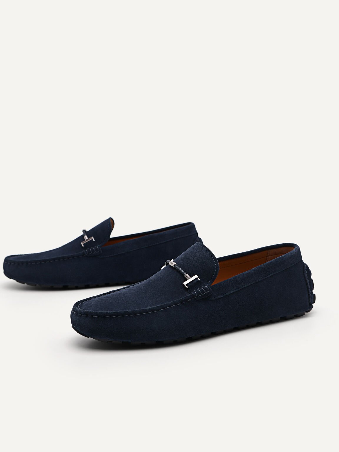 Suede Leather Moccasins, Navy