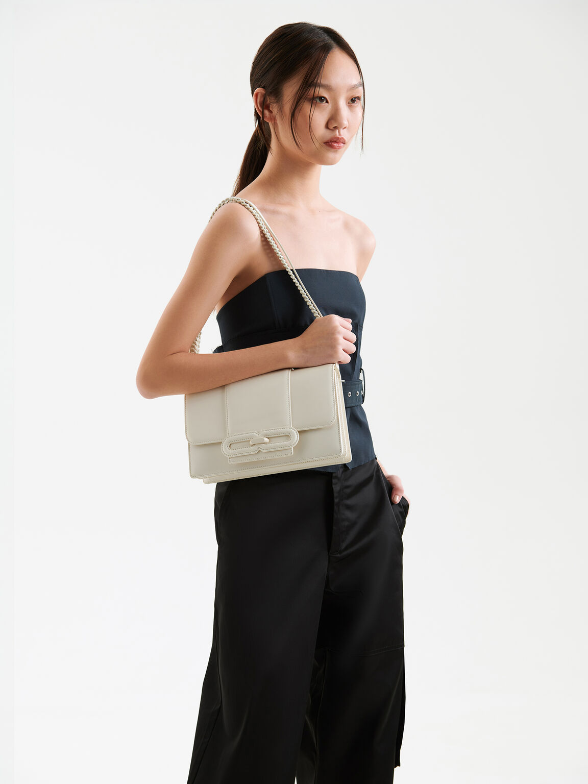 PEDRO Studio Kate Leather Shoulder Bag - Chalk