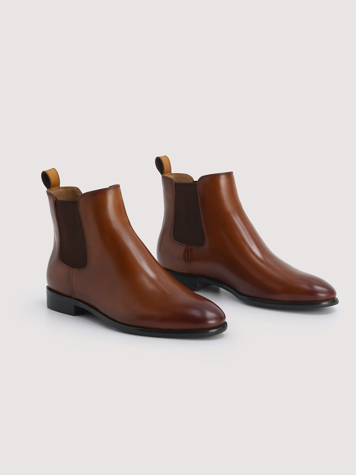 Meg Leather Chelsea Boots, Cognac