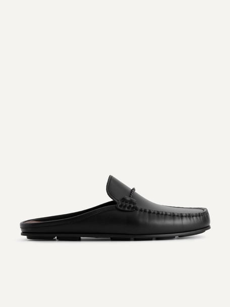 Leather Slip-On Driving Shoes, Black
