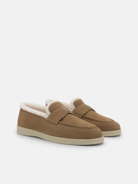 Roam Suede Loafers, Beige Fur