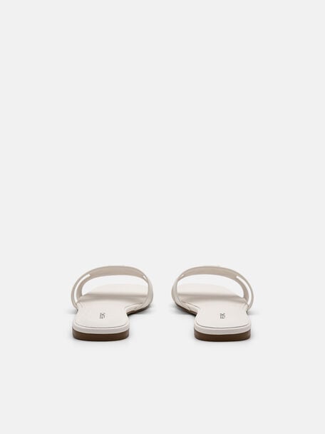 Leather Slip-On Sandals, Chalk