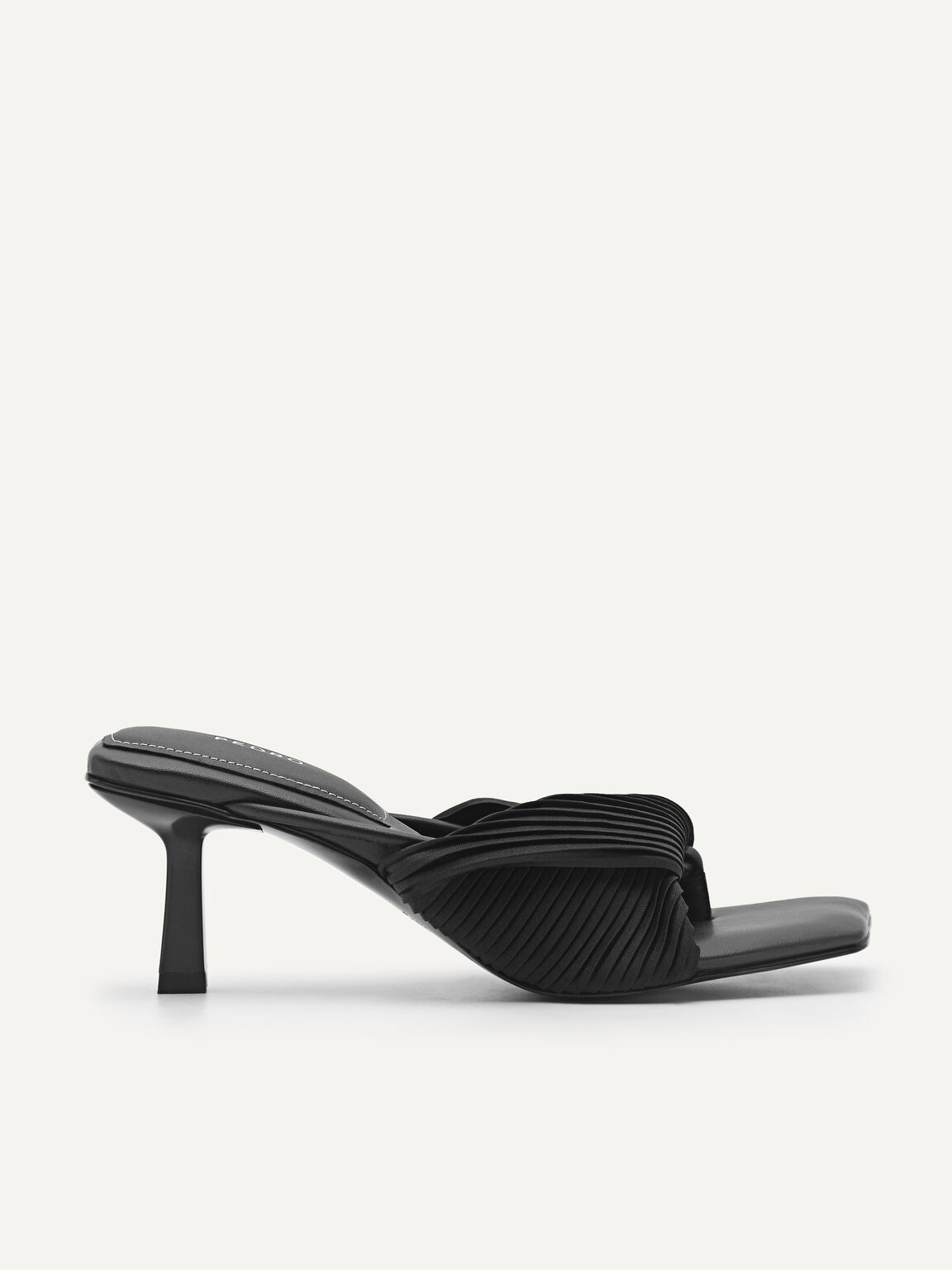 rePEDRO Pleated Heeled Sandals, Black, hi-res