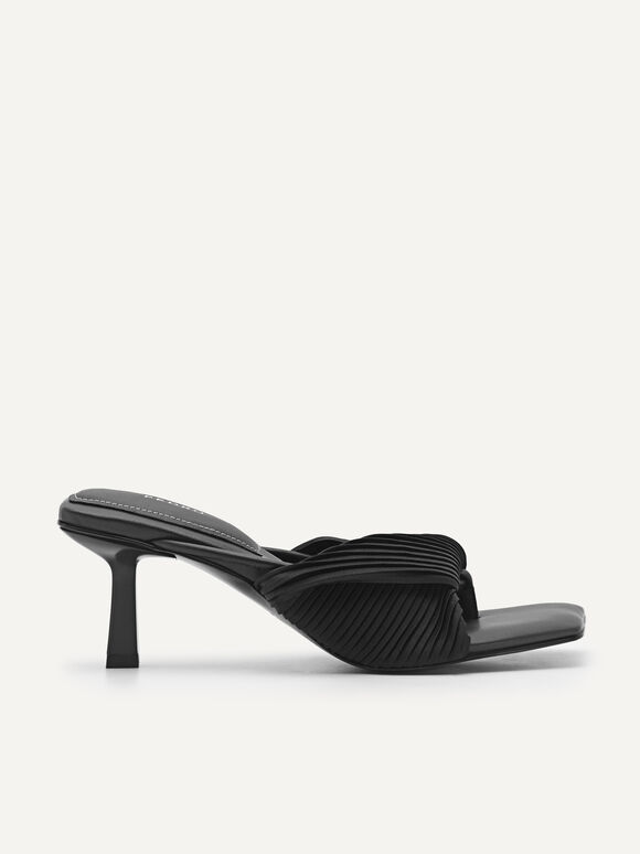 rePEDRO Pleated Heel Sandals, Black
