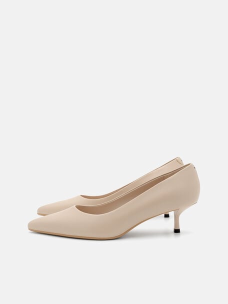 Quinn Leather Heel Pumps, Nude