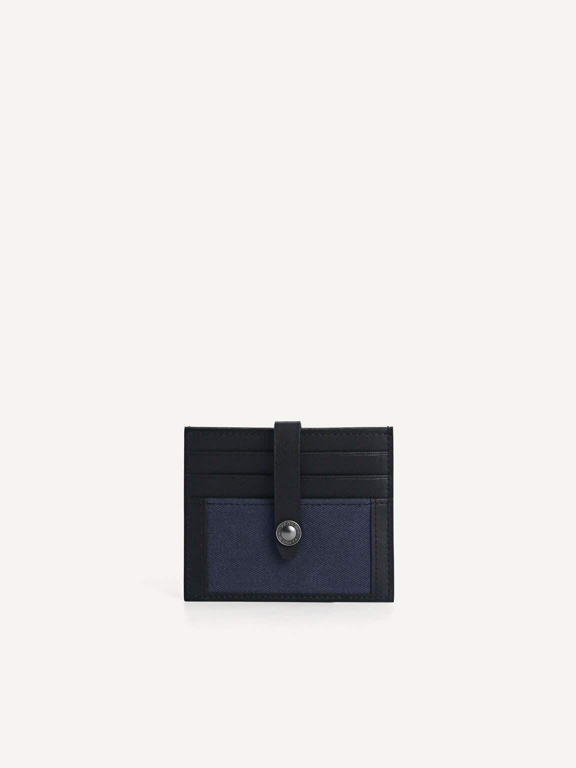 Leather Two-Tone Card Holder, Black