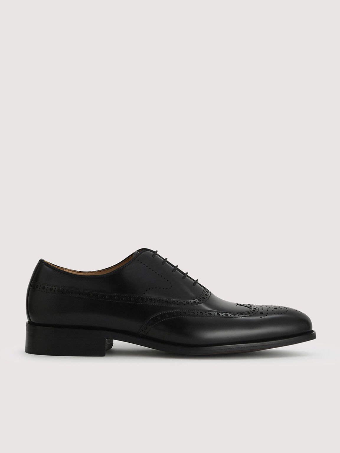 Brogue Leather Loafers, Black