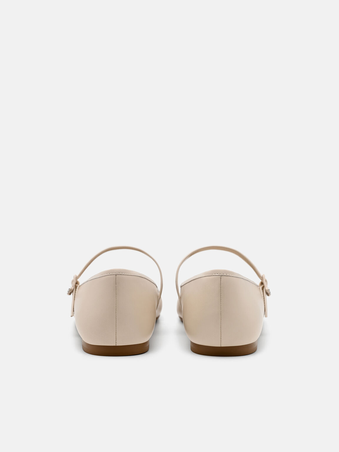 Claude Leather Mary Jane Flats, Beige