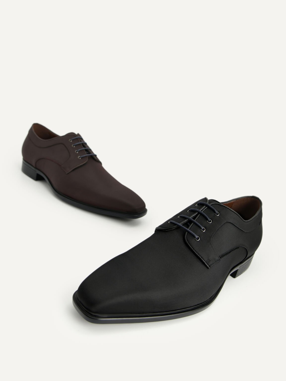 Pointed Square Toe Derby Shoes, Black