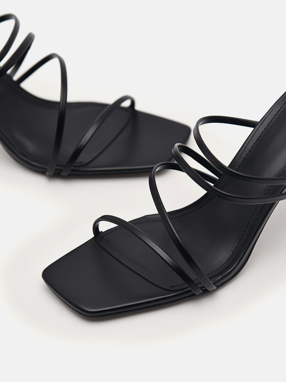 Strappy Heel Sandals - Black, Black