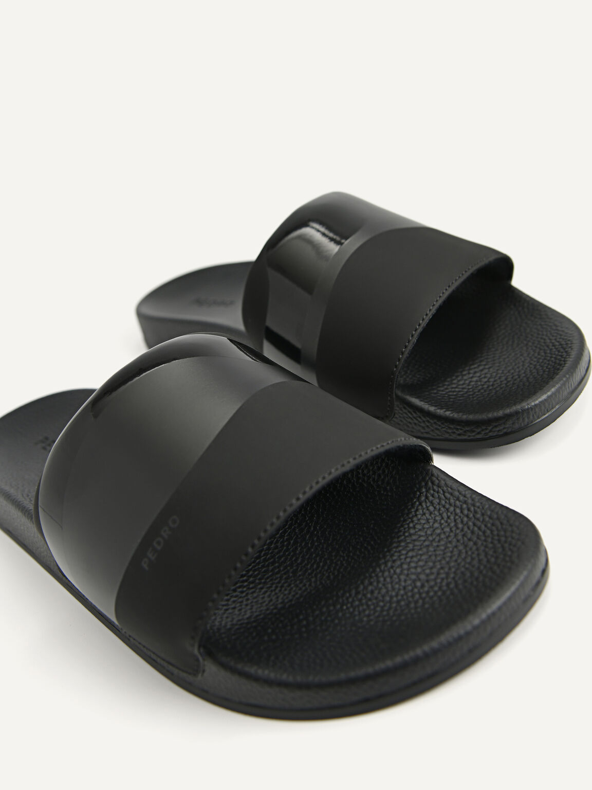Printed Slide Sandals, Black