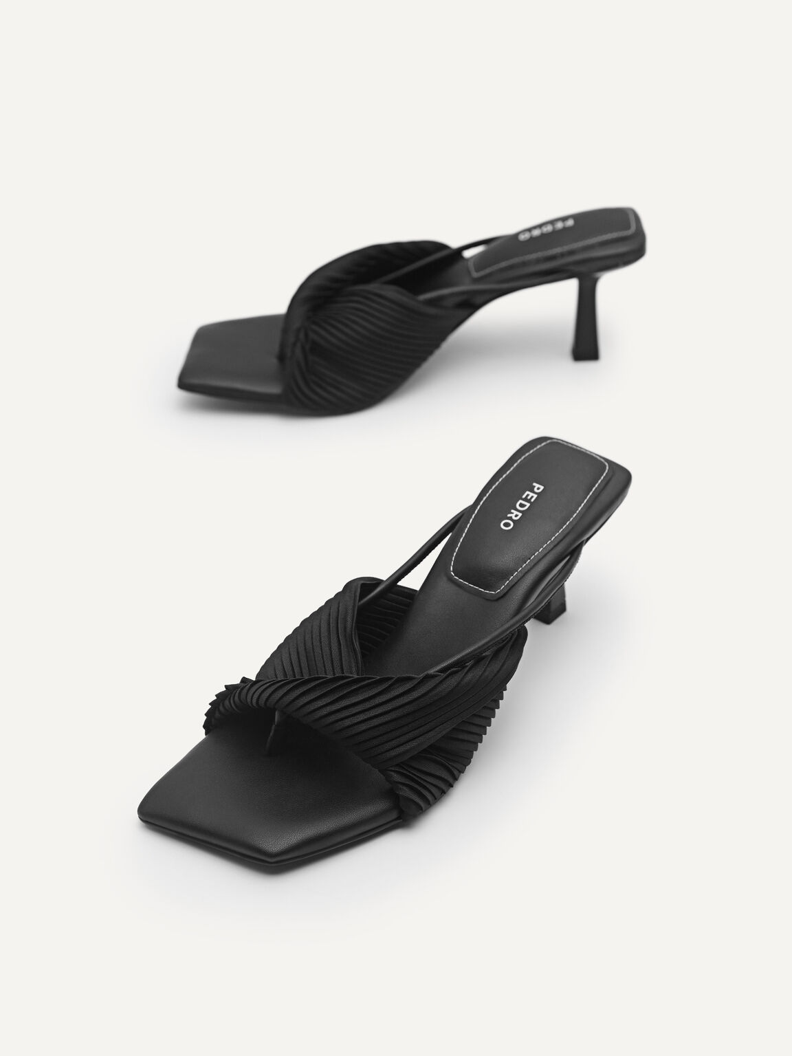 rePEDRO Pleated Heel Sandals, Black