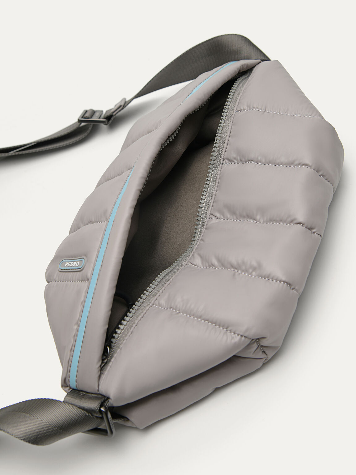 Nylon Sports Bum Bag, Light Grey