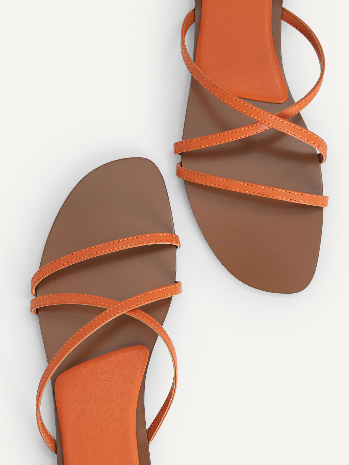 Criss-Cross Strappy Sandals, Orange, hi-res
