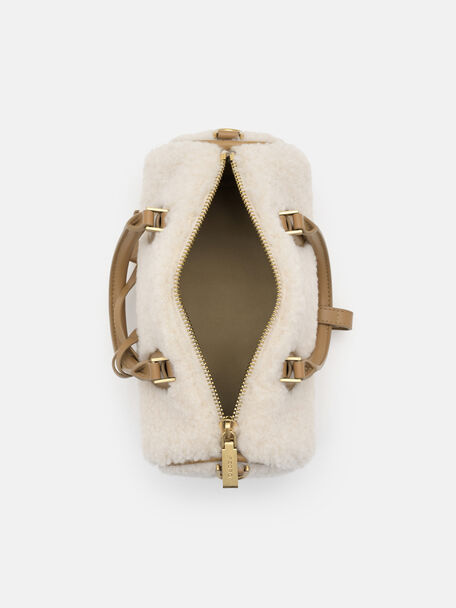 Ilena Faux Fur Bowling Bag, Camel