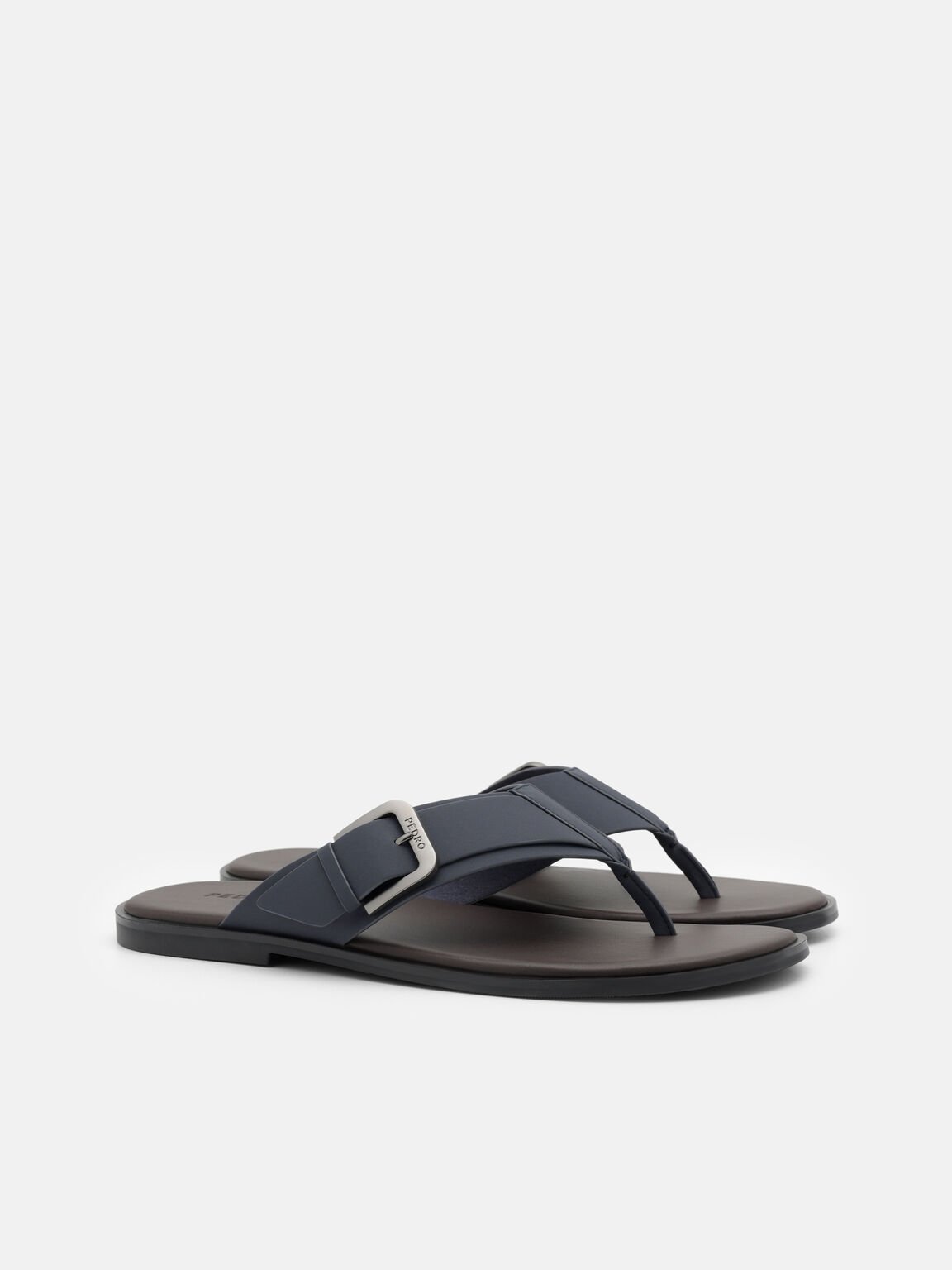 Buckle Thong Sandals, Navy
