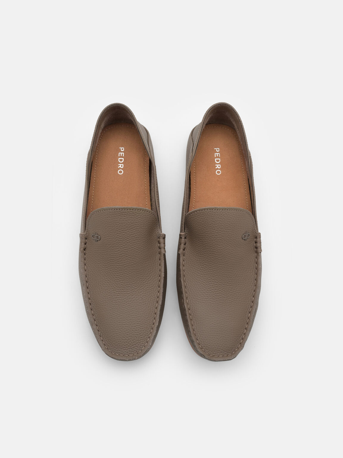 Leather Icon Driving Shoes, Dark Taupe Tumble