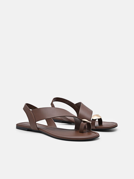 Alexis Leather Slingback Sandals, Dark Brown