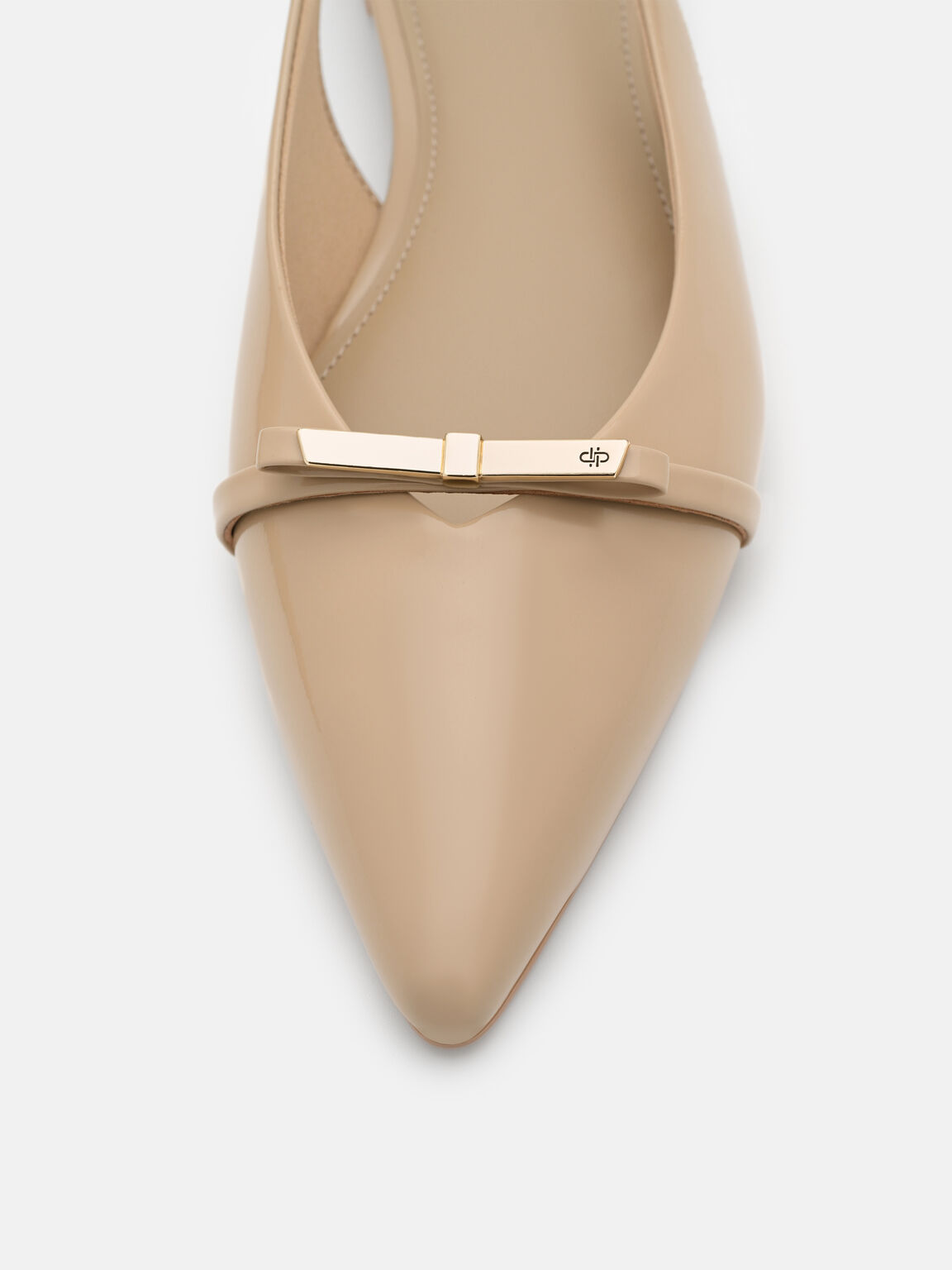 Jeanine Leather Slingback Flats, Sand Patent
