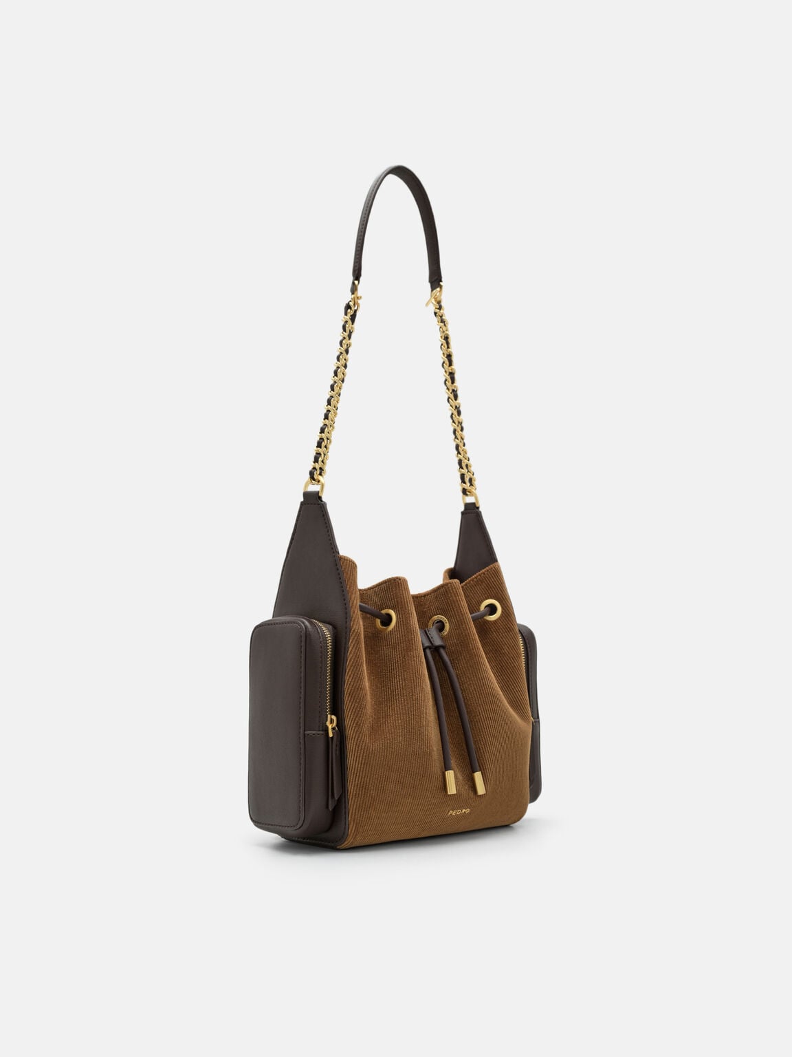 Drawstring Bucket Bag, Multi Fabric