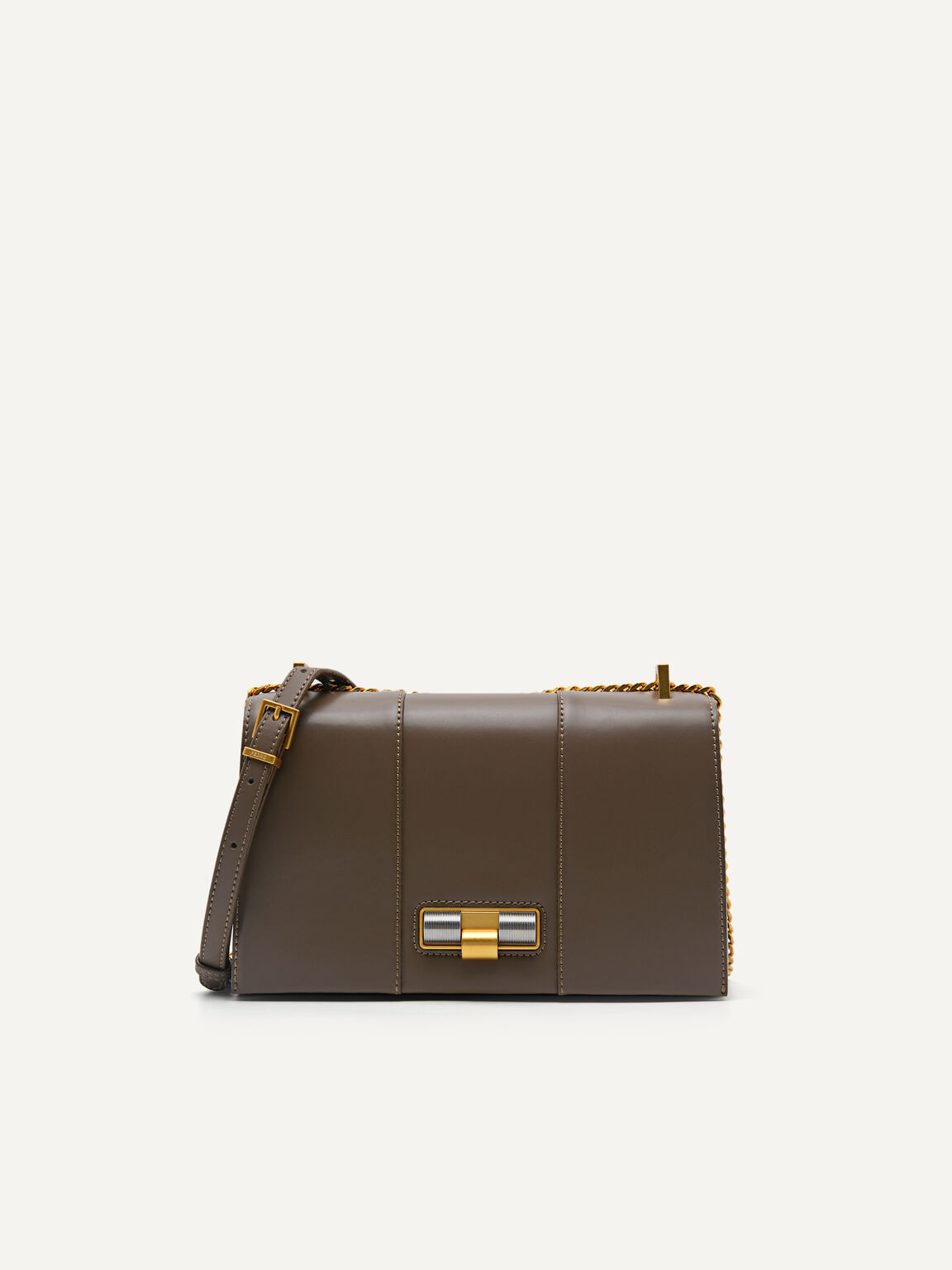 Leather Shoulder Bag, Olive