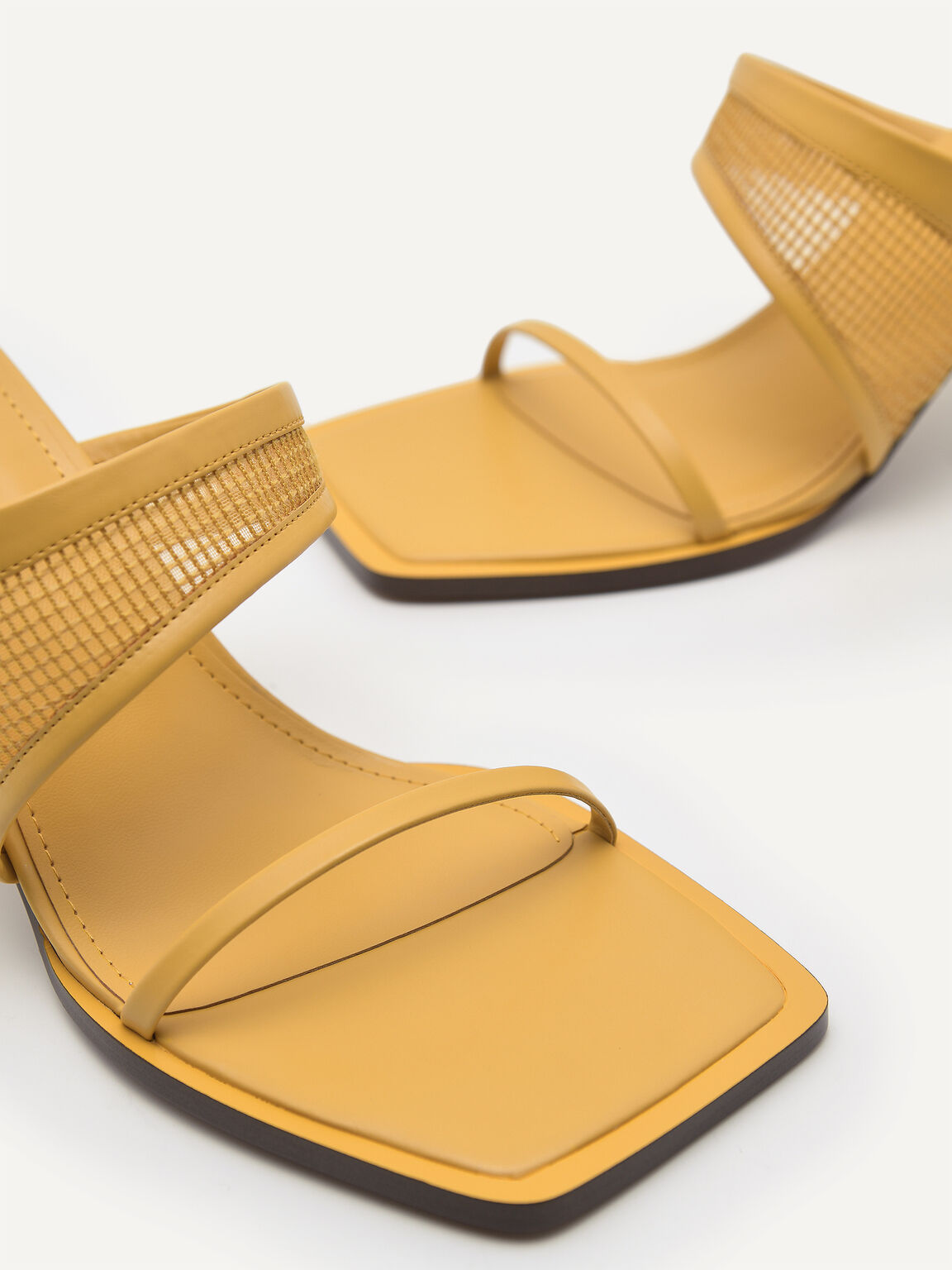 Capri Double Strap Mesh Heeled Sandals, Yellow