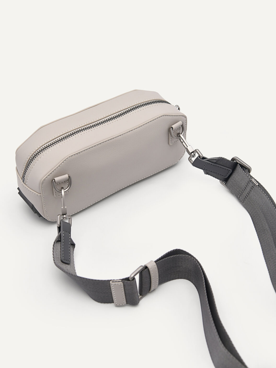 Synthetic Leather Baguette Sling Bag, Chalk
