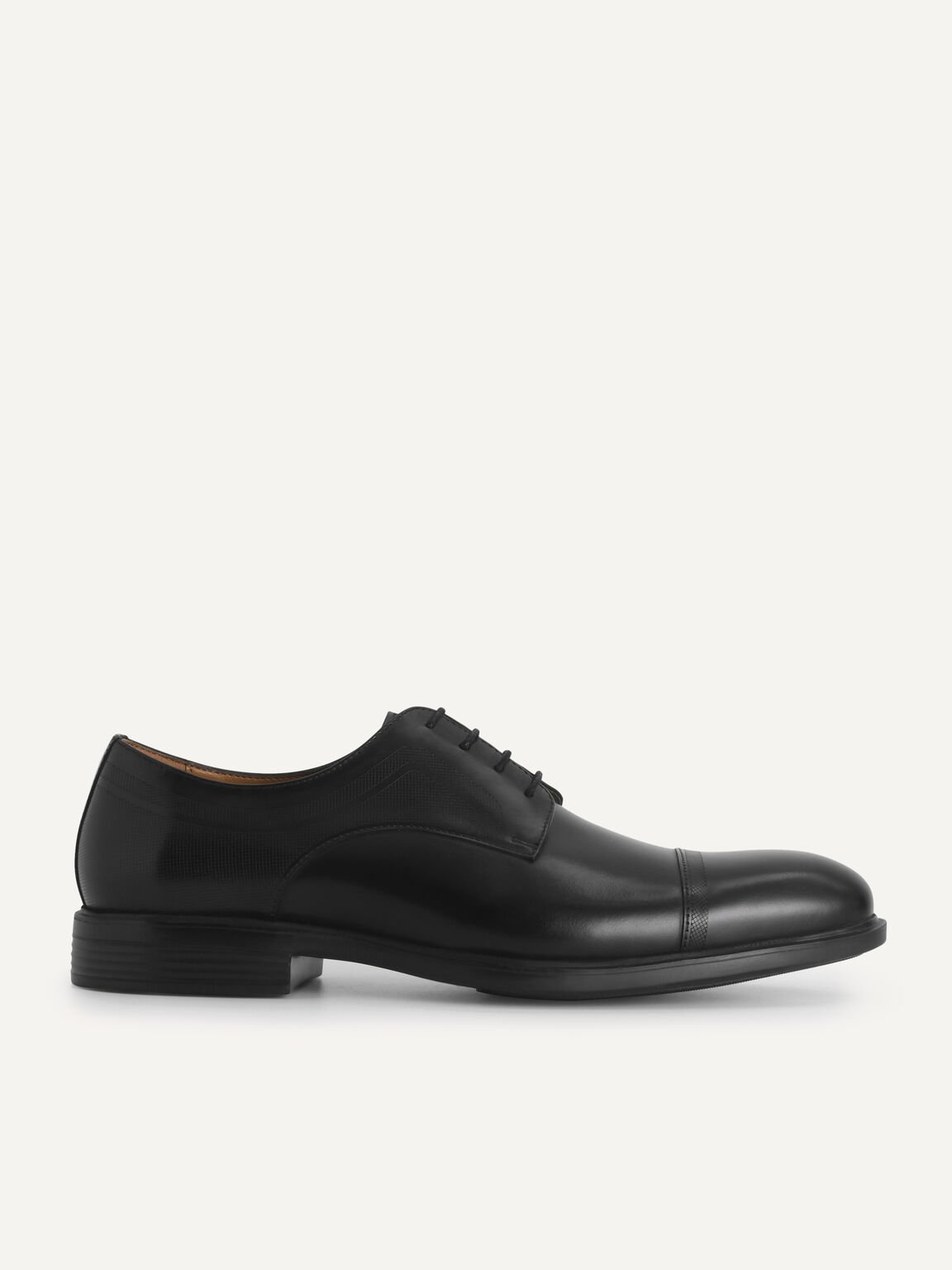 Lightweight Leather Derby Shoes, Black