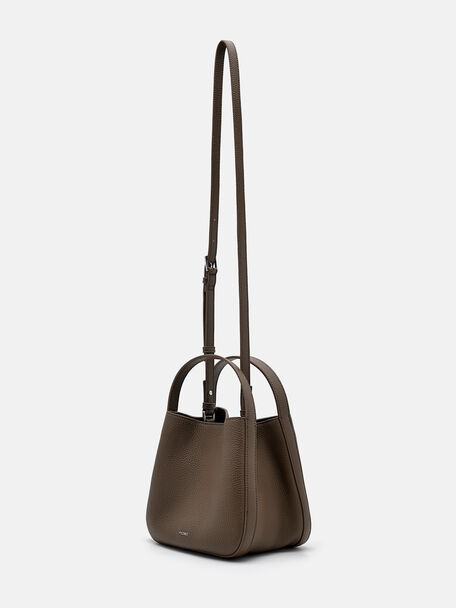 Dana Leather Bucket Bag, Dark Taupe
