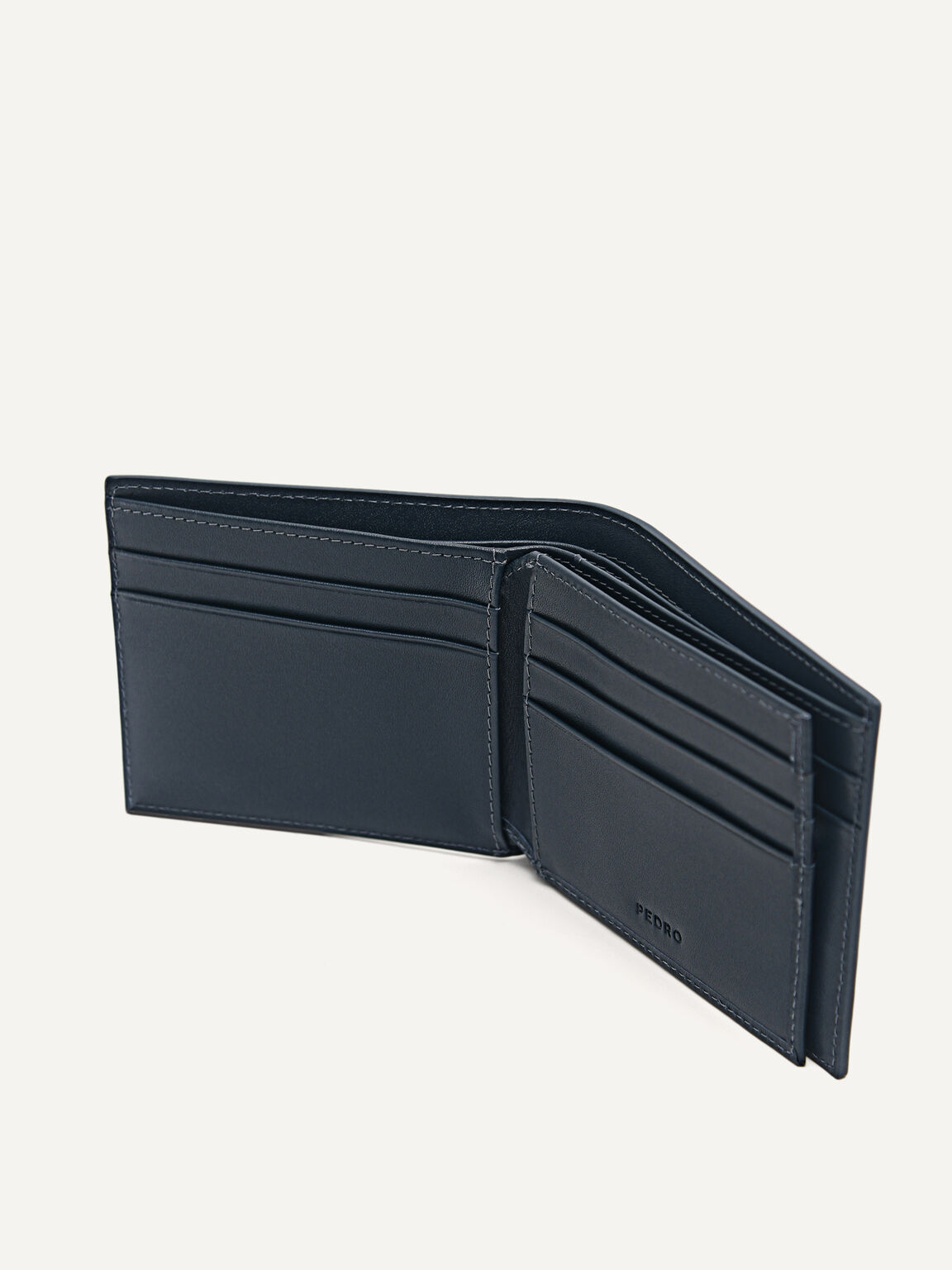 Leather Bi-Fold Wallet, Navy